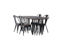 Venture Design AB Set za blagovaonski stol i stolice Stone Oval i Tempe 74x220x100 cm Crni