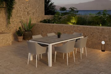 Venture Design AB Blagovaonski set Llama stol s 6 Spoga stolica 75x205x100 cm siva
