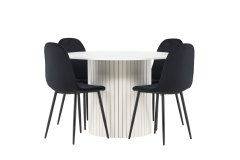 Venture Design AB Set za blagovanje okrugli stol za blagovanje i četiri stolice 110x75 cm bijela crna