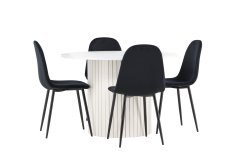 Venture Design AB Set za blagovanje okrugli stol za blagovanje i četiri stolice 110x75 cm bijela crna