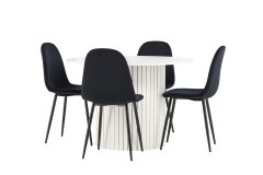 Venture Design AB Set za blagovanje okrugli stol za blagovanje i četiri stolice 110x75 cm bijela crna