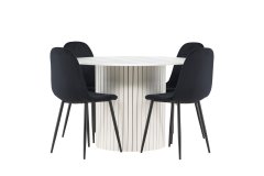 Venture Design AB Set za blagovanje okrugli stol za blagovanje i četiri stolice 110x75 cm bijela crna