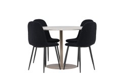Venture Design AB Set za blagovaonski stol i stolice Lycke s Polar stolom 110x75 cm, bež i crna