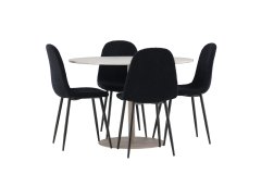 Venture Design AB Set za blagovaonski stol i stolice Lycke s Polar stolom 110x75 cm, bež i crna
