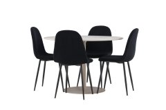 Venture Design AB Set za blagovaonski stol i stolice Lycke s Polar stolom 110x75 cm, bež i crna