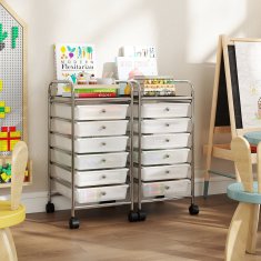 Costway Kolica na kotačićima s 6 slagivih ladica bijela