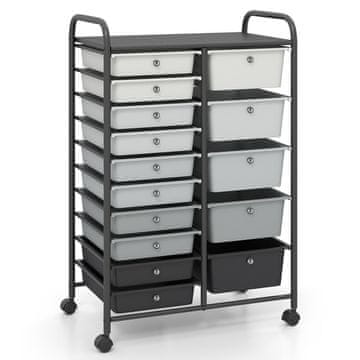 Costway Kolica s 15 slagajućih ladica 63x38x96 cm crna