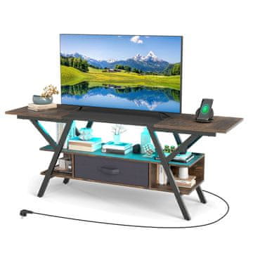 Costway TV Stalak za televizore od 65 inča 3-razinski centar za zabavu Rustikalno smeđi