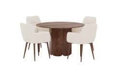 Venture Design AB Set za blagovaonski stol i stolice, okrugli stol 120x75 cm, 2 stolice u boji moka i bež