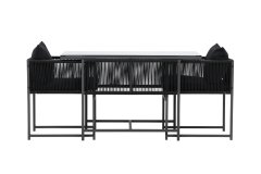 Venture Design AB Set za blagovanje na balkonu Noto stol 120x61x73 cm crni