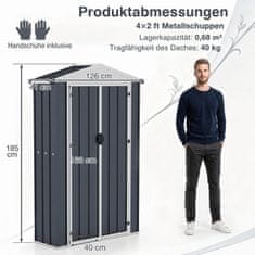 Costway Vanjski spremnik za pohranu 4x2x6 ft sivi