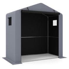 Costway Vrtni skladišni prostor 190x95x194 cm srebrni s rolo vratima na patentni zatvarač i pocinčanim metalnim okvirom