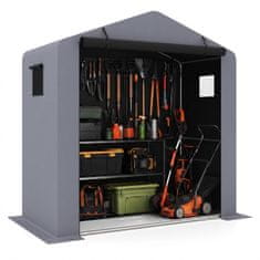Costway Vrtni skladišni prostor 190x95x194 cm srebrni s rolo vratima na patentni zatvarač i pocinčanim metalnim okvirom