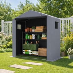Costway Vrtni skladišni prostor 190x95x194 cm srebrni s rolo vratima na patentni zatvarač i pocinčanim metalnim okvirom