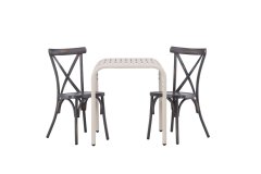 Venture Design AB Set stolića za kavu i stolica za blagovanje, stol 75x70x70 cm, stolica 48x88x48 cm, bež i tamnosiva