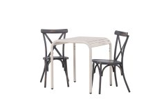 Venture Design AB Set stolića za kavu i stolica za blagovanje, stol 75x70x70 cm, stolica 48x88x48 cm, bež i tamnosiva