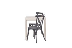 Venture Design AB Set stolića za kavu i stolica za blagovanje, stol 75x70x70 cm, stolica 48x88x48 cm, bež i tamnosiva