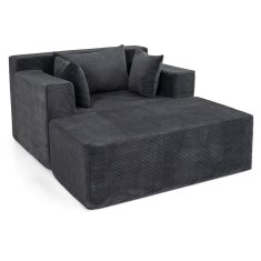 Costway Jednosjedna pjena sofa s otomanskim podnim ležaljkom i jastucima, siva