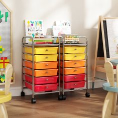 Costway Kolica na kotačićima sa 6 slagajućih ladica, duginih boja