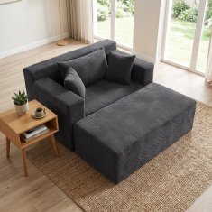 Costway Jednosjedna pjena sofa s otomanskim podnim ležaljkom i jastucima, siva