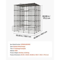 VEVOR Kavez za mačke s 5 razina 139.7x104.1x175.2 cm Crni