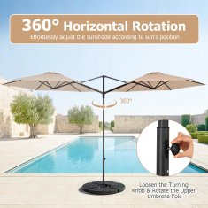 Northix Vrtni suncobran bež boje od 3 metra s rotacijom od 360°