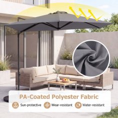 Northix 290 cm sivi konzolni suncobran s postoljem i rotacijom od 360°