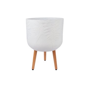 Homestar Držač za biljke SKY FERN D37xV52,3 cm bijeli s drvenim nogama