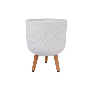 Homestar Držač za biljke SKY SELENA D30xV39,5 cm bijeli s drvenim nogama