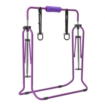 VEVOR Preklopne gimnastičke šipke za trening s podlogom, podesive visine, nosivost 63.5 kg, ljubičaste