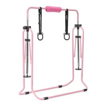 VEVOR Preklopne gimnastičke šipke za trening s podlogom, podesive visine, nosivost 63.5 kg, ružičaste