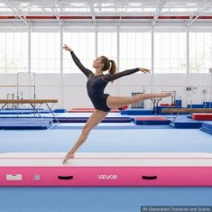 VEVOR Naduvavajuca gimnastička zračna prostirka 3 m, debljine 20 cm, ružičasta