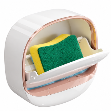 Netscroll Zidni držač za sapun bez bušenja s ocjeđivačem, 12 x 12 x 5 cm, CleanSoap