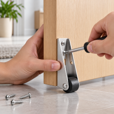 HOME & MARKER® Set donjih kotačića za klizna vrata, čelik i najlon, glatko i tiho klizanje, 4 komada | MOVEIX