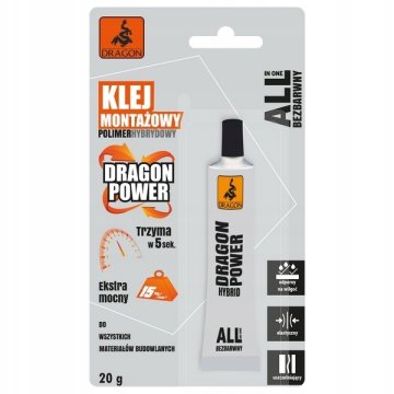 DRAGON POWER MONTAŽNO LJEPILO HIBRIDNI POLIMER BEZBOJNO 20G BLISTER 1 kom.