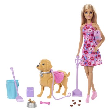 Barbie Barbie lutka sa štenetom koje hoda i dodacima