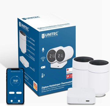 Unitec UNITEC Smart Starter Set 2+1 - WiFi termostat za radijatore s LCD i glasovnom kontrolom (Alexa/Google)