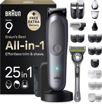 BRAUN Braun Multigroom All-in-One Series 9, 25-u-1 trimer AIO9565, siv