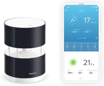 Netatmo Netatmo Senzor za vjetar - za Netatmo vremensku stanicu, crni, 16 cm