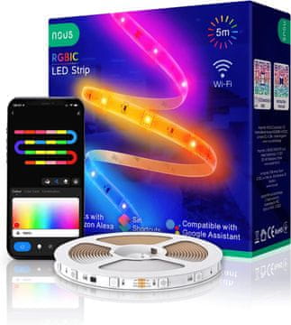 Nous NOUS F4 RGBIC LED traka 5m WiFi, božićna rasvjeta, Alexa