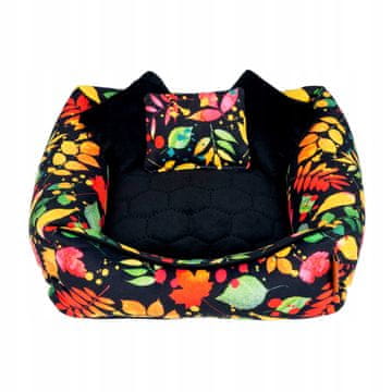 KREVET s jastucima MALE PASMINE psi 45x45x12 cm CRNI s uzorcima