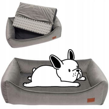 Ortopedska sofa za malog psa ili štene 70x55x18 baršun SIVA