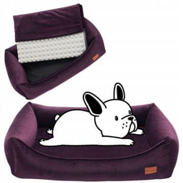 Ortopedska sofa za malog psa ili štene 70x55x18 baršun LJUBIČASTA