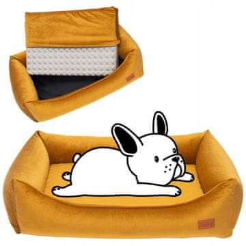 ORTOPEDSKA sofa za malog psa i štene 70x55x18cm baršun ŽUTA