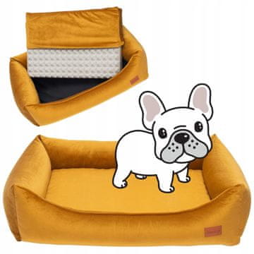 ORTOPEDSKA sofa za psa terijera 90x70x20 cm baršun SENF