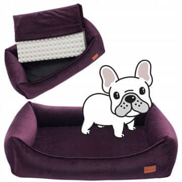 Ortopedska sofa za srednjeg psa 90x70x20 cm baršun LJUBIČASTA