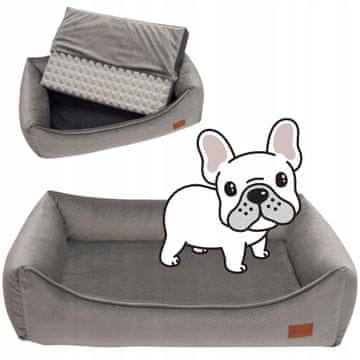 Ortopedska sofa za psa srednjeg terijera 90x70x20cm baršun SIVA