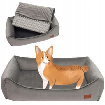 Ortopedska sofa za velikog psa XXL 120x70x20 cm baršun SIVA