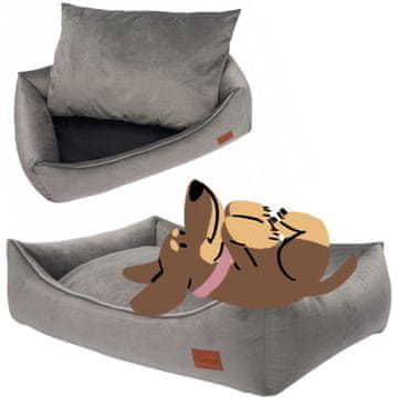 SOFA krevet za psa za špica-španijela 90x70x20 cm udoban SIVI