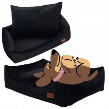 SOFA elegantni krevet za pse za buldog terijera 90x70x20cm CRNA